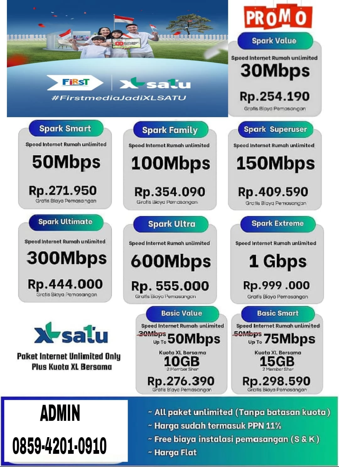 Promo Pasang Wifi XL SATU di Pamulang, Tangerang Selatan - First Media